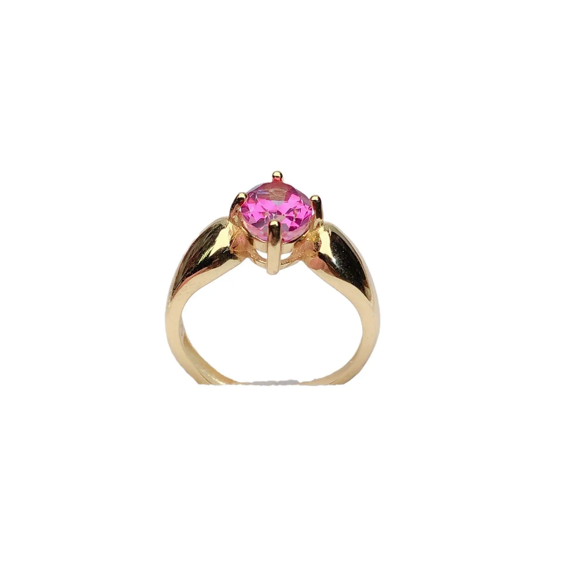 Best Seller ZECAA Vintage Gold Filled Silver Ring For Woman With Natural Pink Topaz Gemstone 6*8mm For Best Lady Gift Wedding