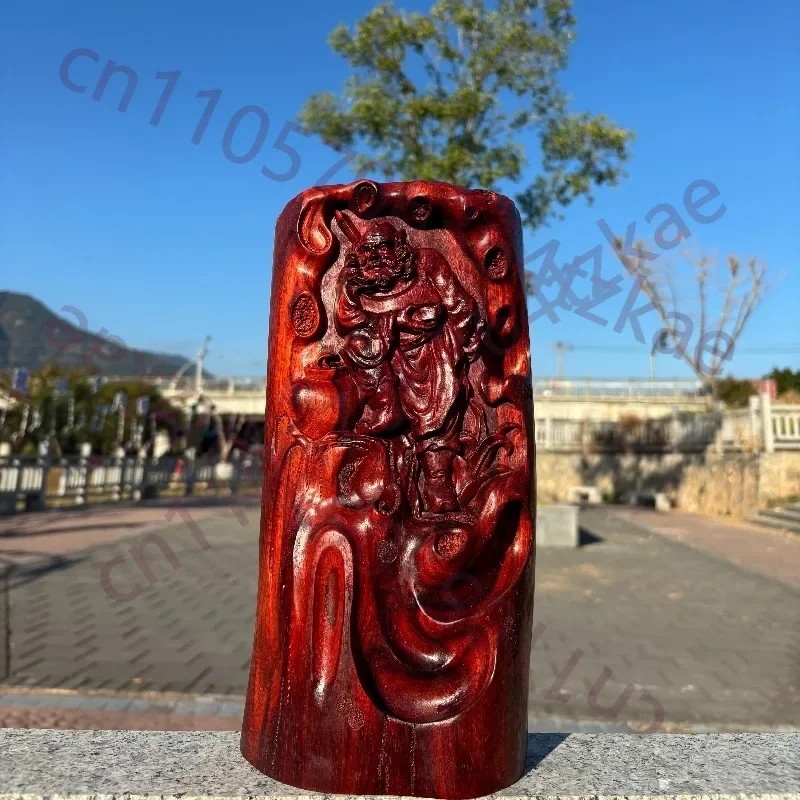 Hand-Carved Rosewood Zhong Kui Backflow Incense Burner - 11.4