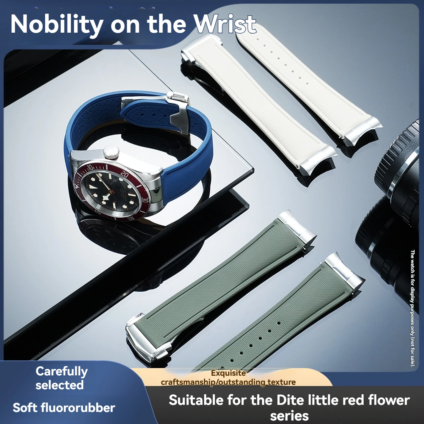 For Tudor Black Bay 1958 M79230 Diver's Edition 25600TN “Little Red Flower” with Steel Buckle and Fluor rubber Strap