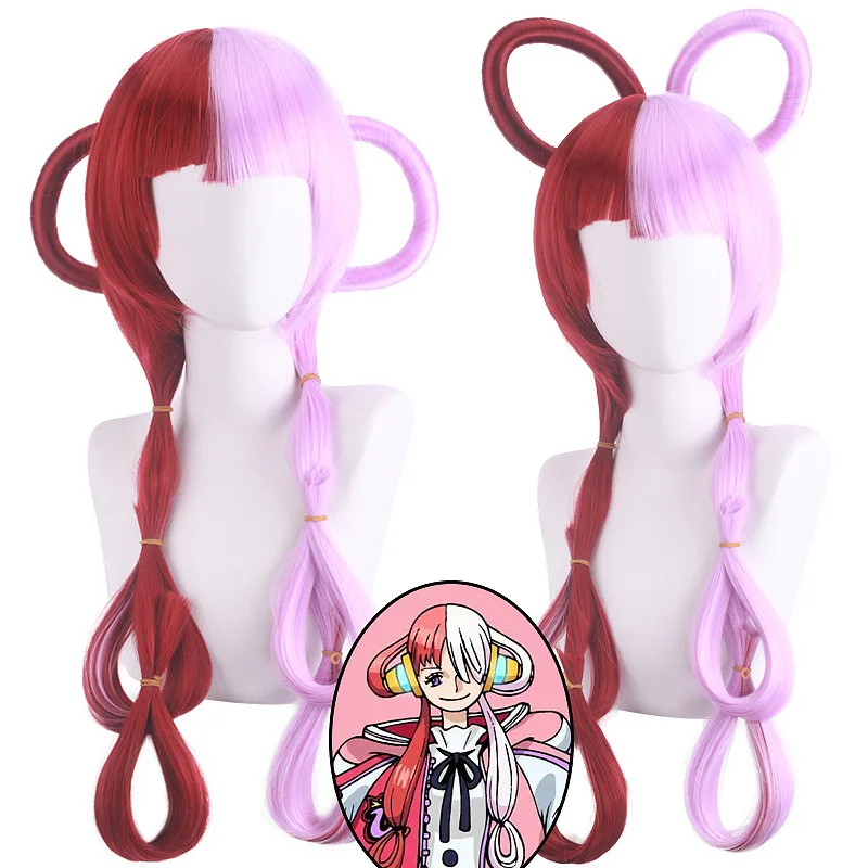 

Anime Uta Cosplay Wig Uta Red Pink Heat Resistant Hair Halloween Wig Headphones Props Woman Girl Cosplay + Wig Cap