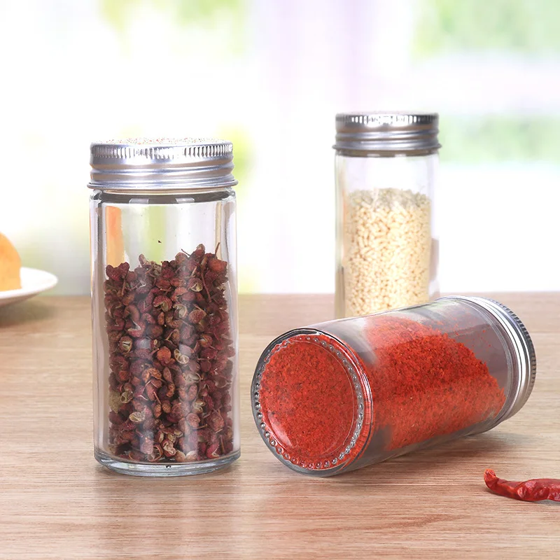 Holaroom 2PCS Spice Jar Seasoning Bottle Chicken Essence Cumin Pepper Shaker Double Cap Salt Sugar Paprika Condiments Container