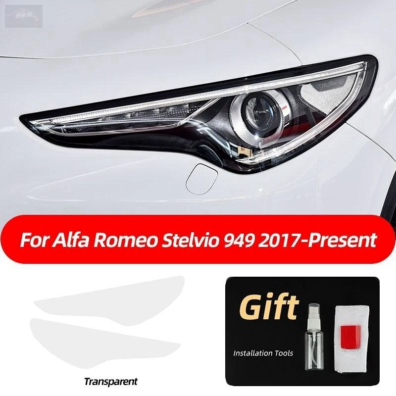 

TPU Sticker For Alfa Romeo Stelvio 949 2017-On 2020-2022 Car Headlight Protective Film Front Light Transparent Smoked Black