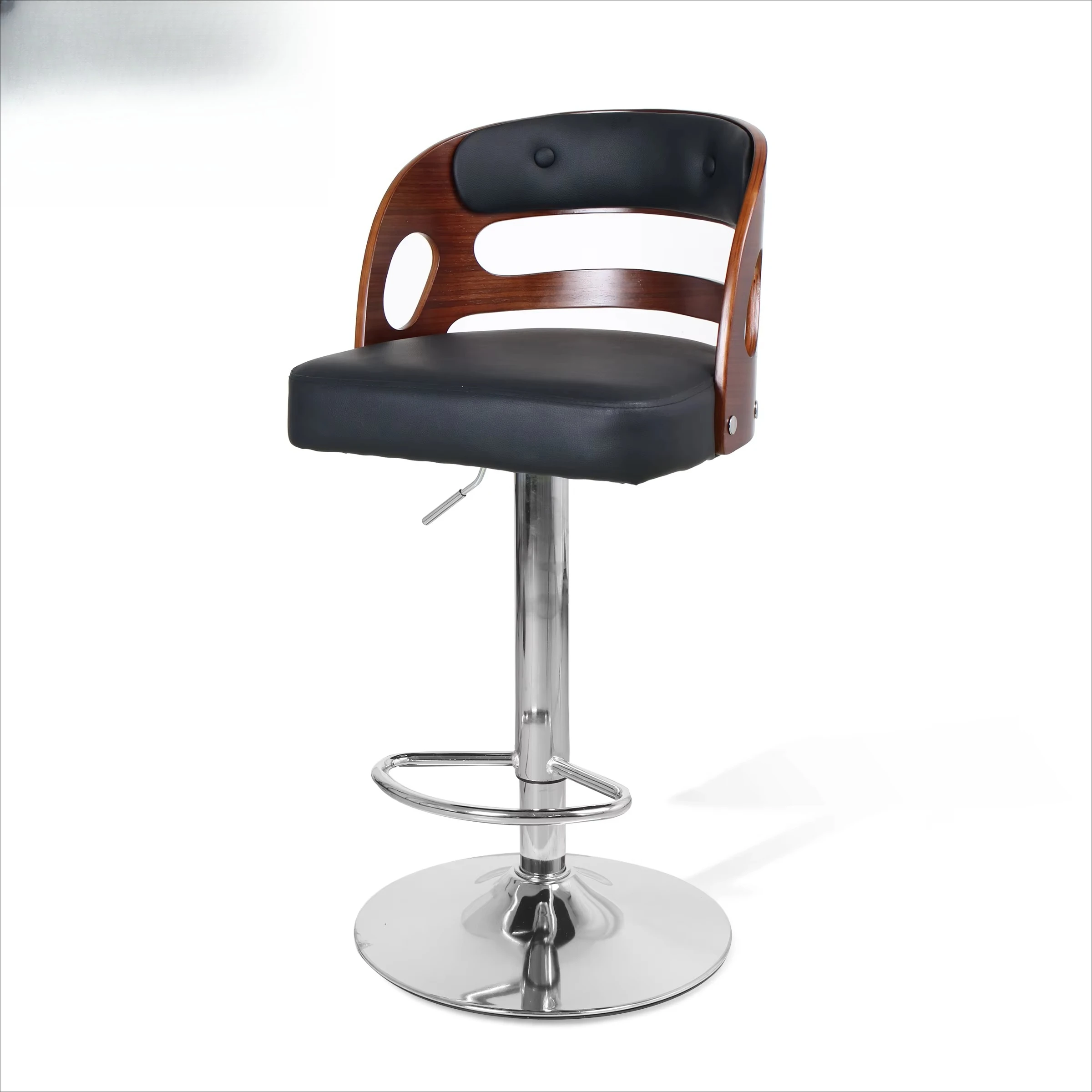 

Modern bar stool with footstool leather exterior counter chair
