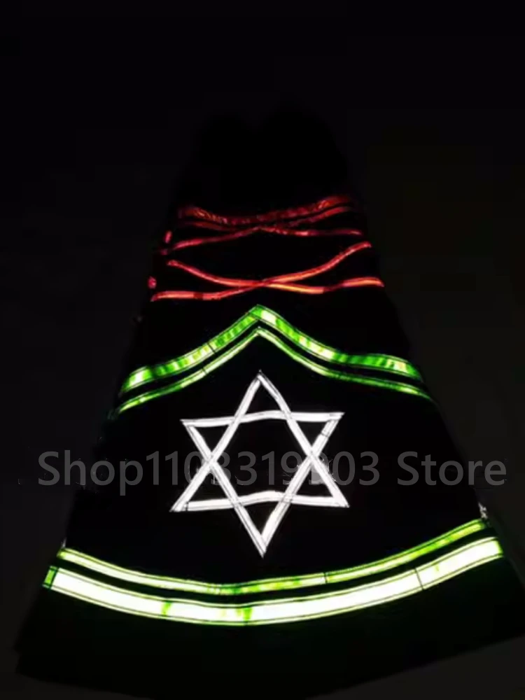 

Брюки для танцев Phat Shuffle Ghost, светоотражающие брюки с большим шестигранным звездным узором, брюки-клеш, брюки для танцев смерти, 2025 г.