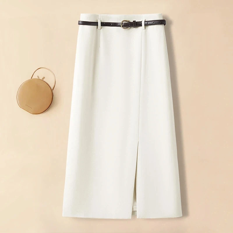Side Slit A-line Midi Skirt for Women, Autumn New Style, High Waist, Knee High, One-step Hip Hugging Straight Tube Skirt
