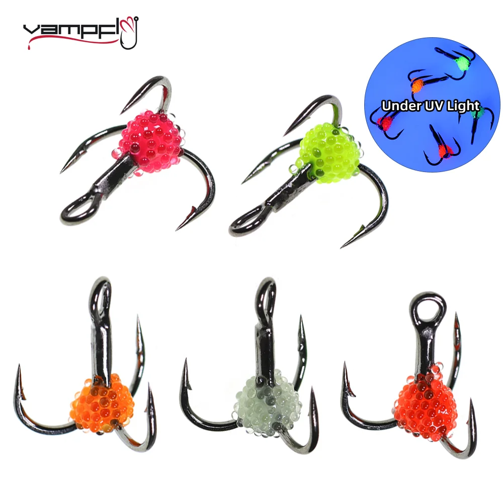 

Vampfly 5pcs #8 #10 #12 #14 Winter Ice Fishing Treble Hook High Carbon Steel Three-jaw Hook Ice Sinking Bait Three Anchor Hook