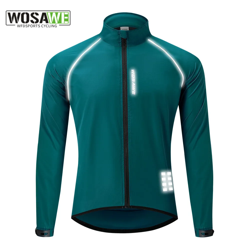 WOSAWE Cycling Waterproof Jacket Men Breathable Reflective Raincoat Waterproof Outdoor Sport Windbreaker European Size