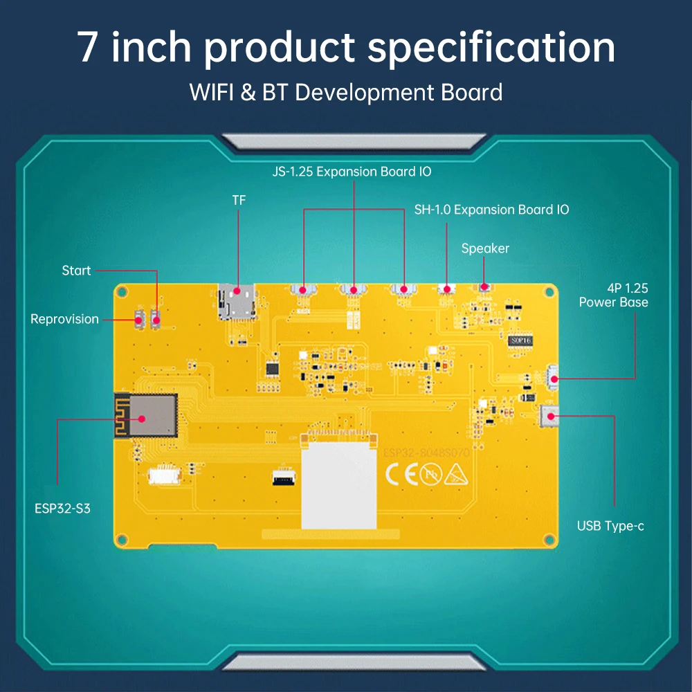 ESP32-S3 WIFI BT Development Board LVGL WIFI&Bluetooth 5-inch/7-inch Display Screen RGB LCD TFT Module Type C Interface