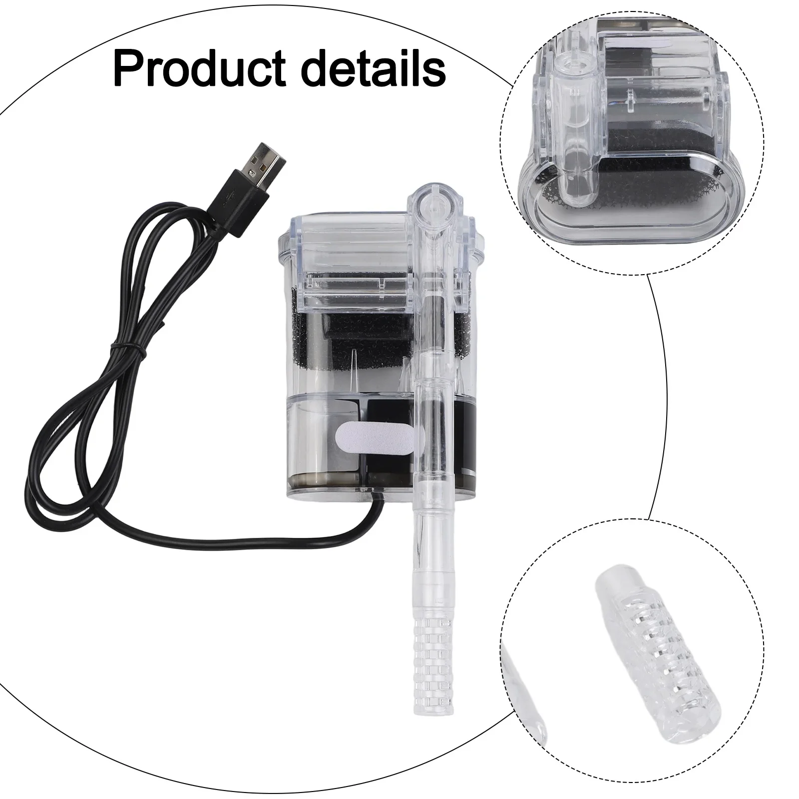 Wall Mounted Fish Tank Filter USB Water Pump with Flexible Flow Control for Optimal Water Circulation in Aquariums