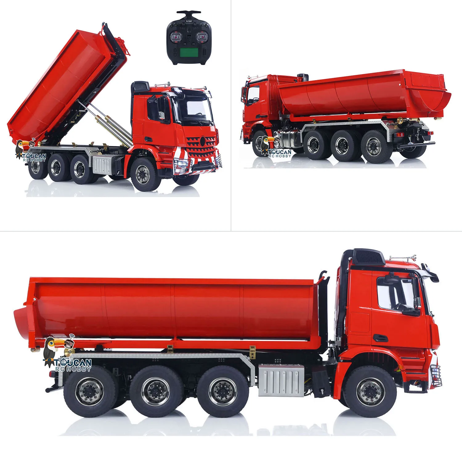 8x8 1/14 Hydraulic Remote Control Full Dump Truck BZ 3363 RC Roll On Off Tipper Metal Chassis Rail Differential Lock No Battery