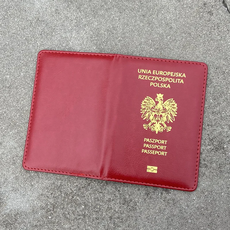 Unia Europejska RzBradley-Étui de passeport en cuir PU rouge pour femme, porte-passeport, portefeuille de voyage