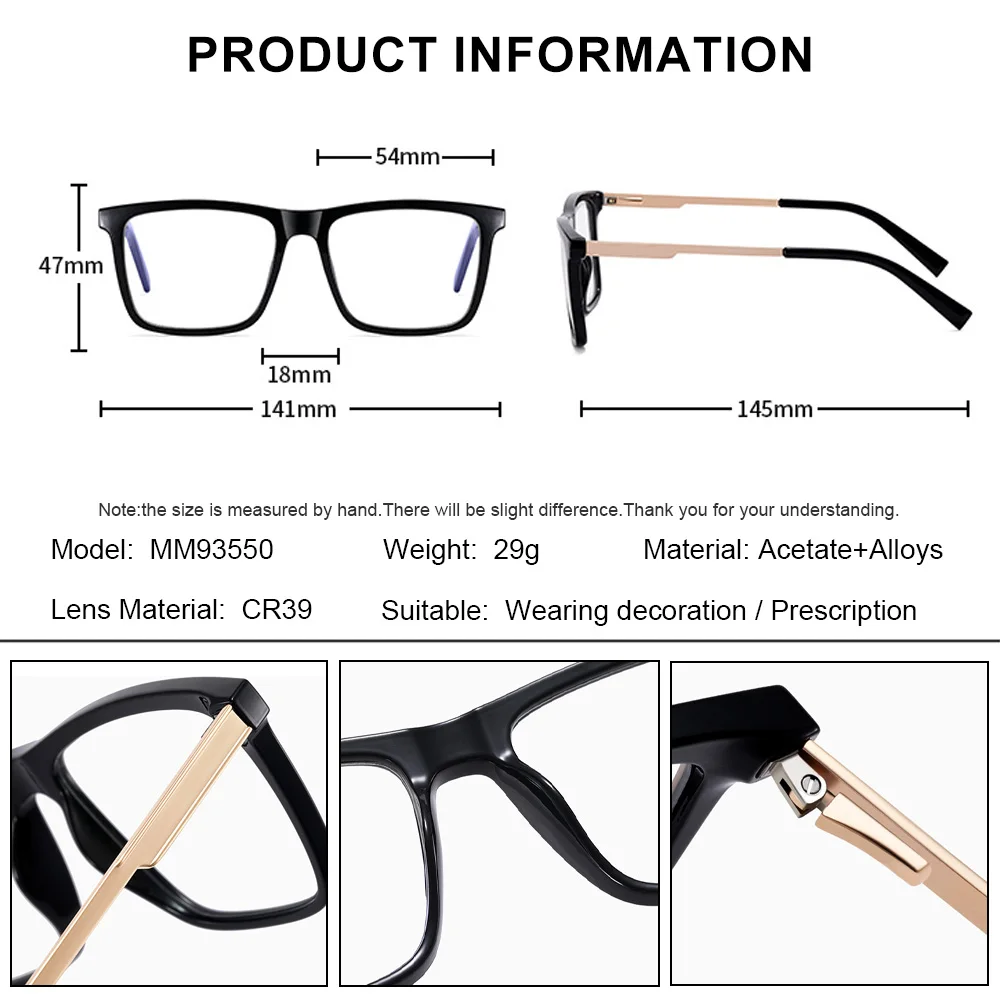 BLMUSA (L) العصرية مستطيل قصر النظر وصفة طبية نظارات للقراءة إطار كبير الحجم مكافحة الأشعة الزرقاء اللونية متعددة البؤر نظارات الرجال #4