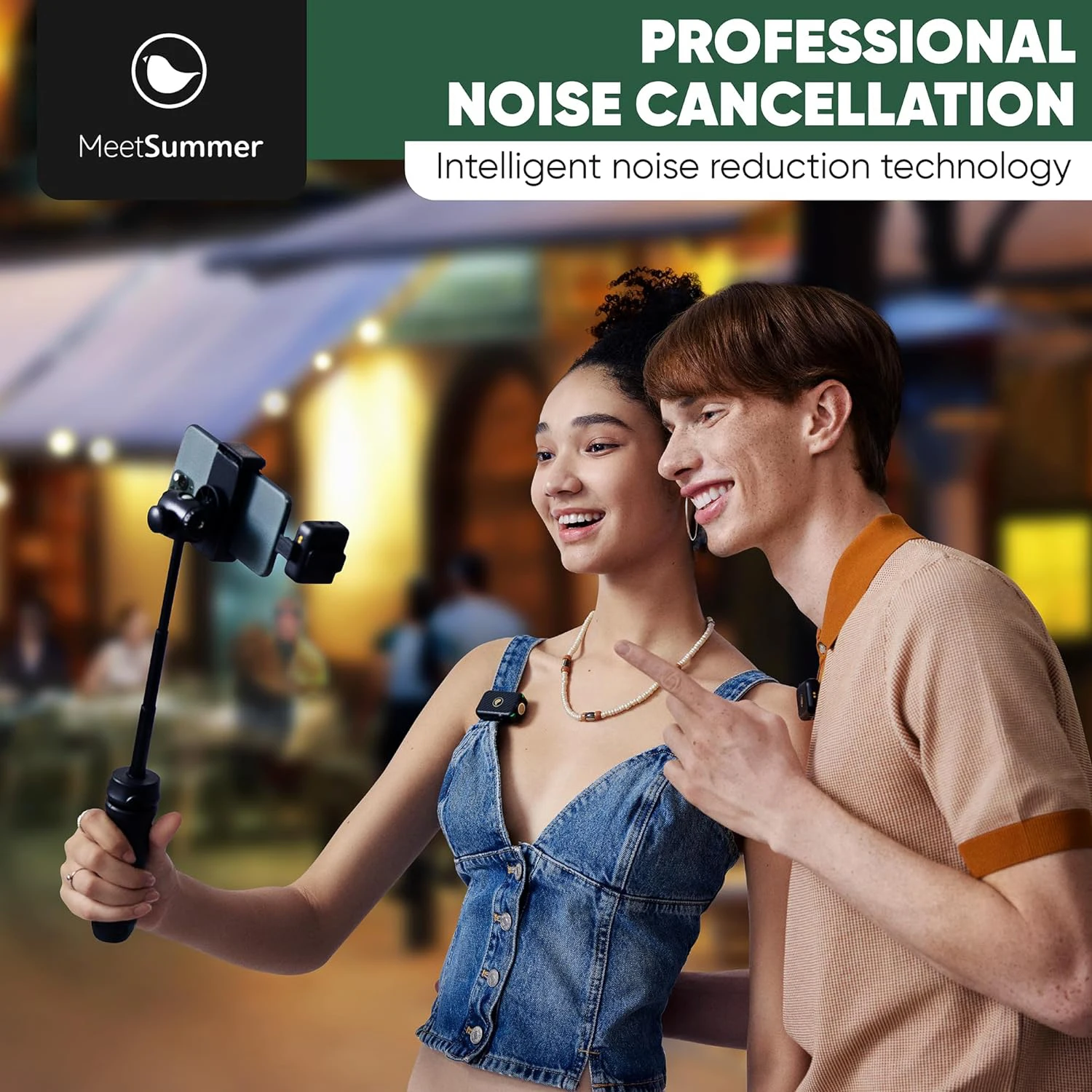 MeetSummer X1 Wireless Lavalier Microphone Noise Cancellation 8H Battery Life Wireless Microphone for PC Cameras iPhone Android