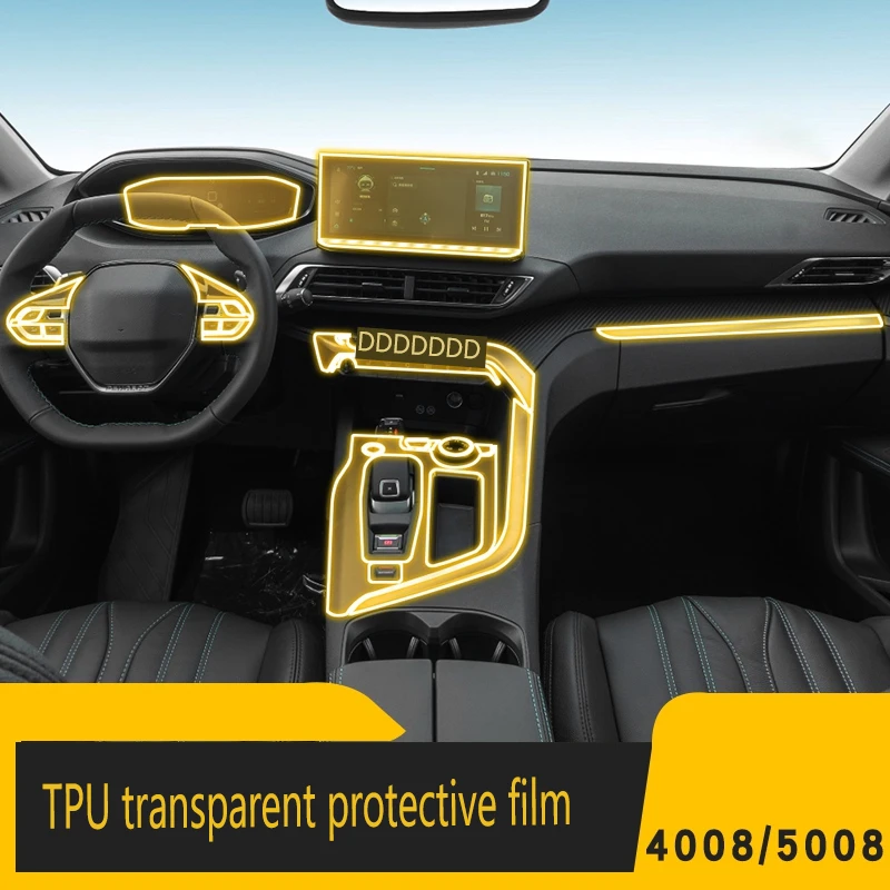 

For peugeot 4008 5008 2023 2024 2025 TPU Transparent Protection Film Interior Sticker Center Console Navigation Car Accessories