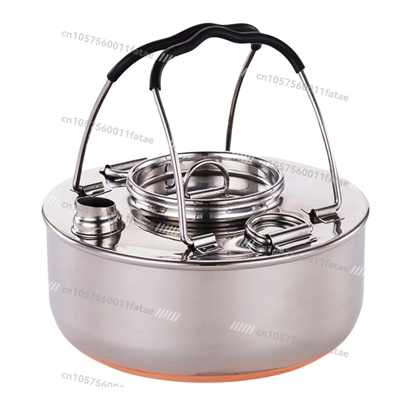 

304 Stainless Steel Camping Kettle Portable Outdoor Camping Stainless Steel Copper Bottom Kettle Picnic Tea Kettle