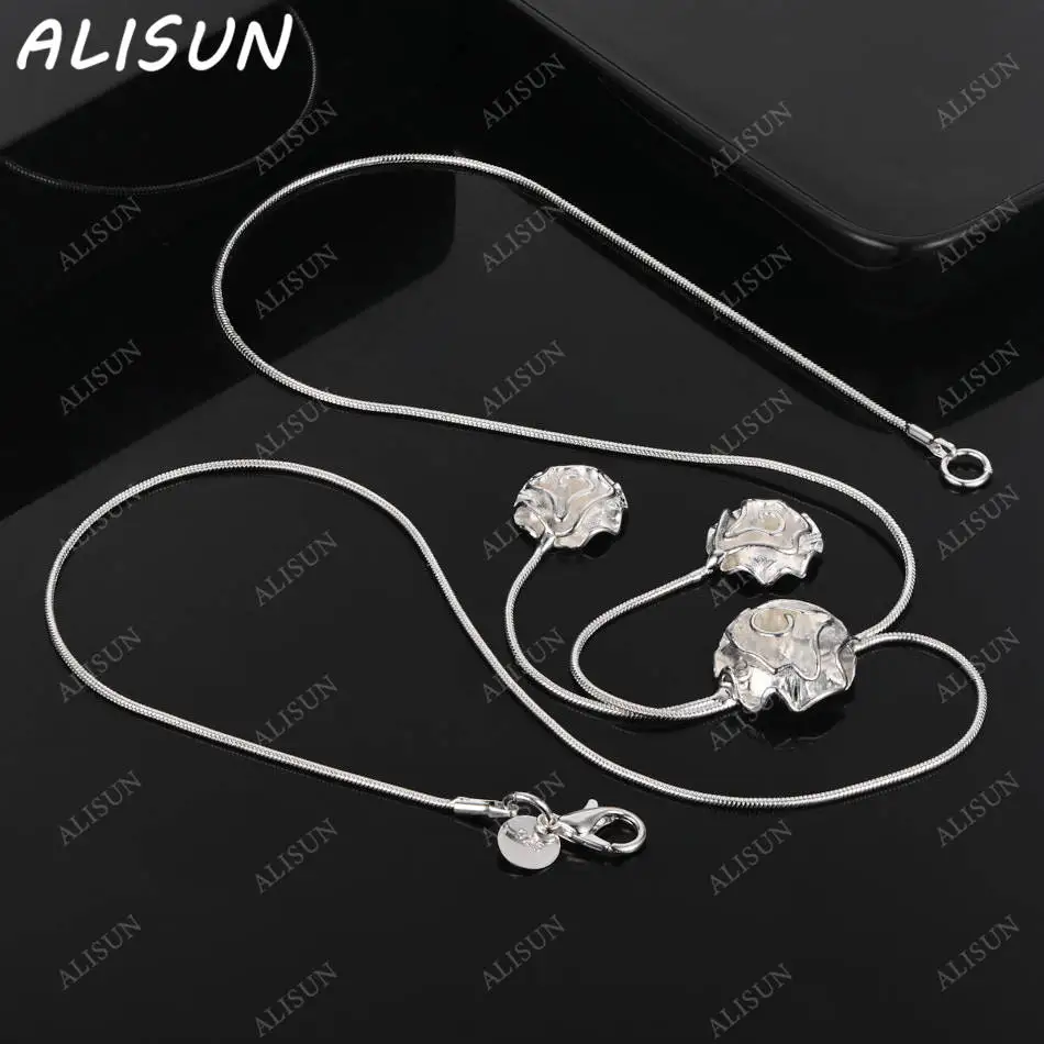 

ALISUN стерлингового серебра 925 пробы 50 см ожерелье с тройными цветами для женщин очаровательные трендовые подарки на день рождения модная вечеринка