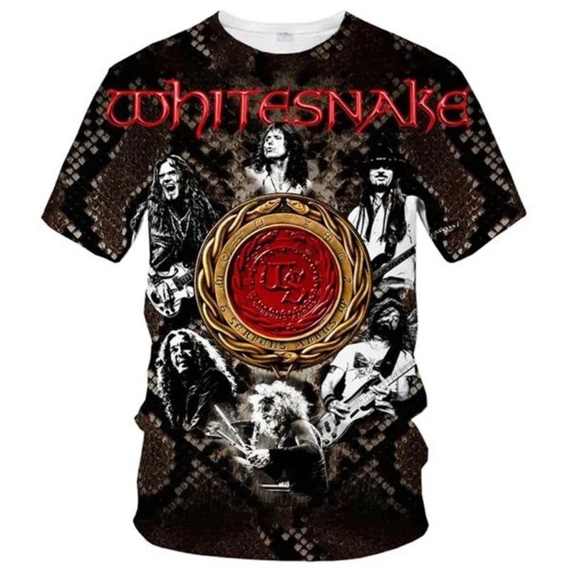 

Лидер продаж Whitesnake, мужская/женская модная тонкая футболка с 3D принтом, повседневный топ, детская одежда, повседневный универсальный топ большого размера