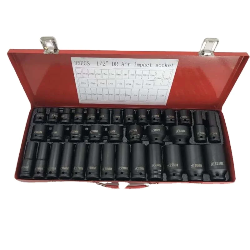 125mm-series-1-2-short-extension-pneumatic-sockets-thickened-35-piece-combination-auto-mechanic-tools