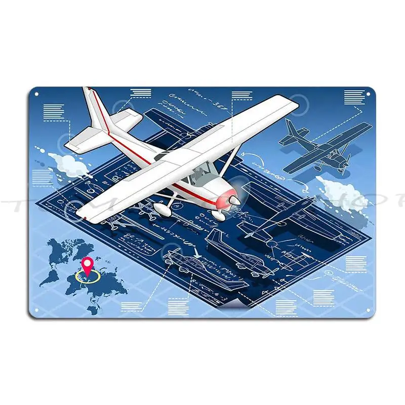 Placa Metálica Decorativa de Aviones Deportivos Cessna 170, 172, Cessna C187 Skywagon, para Cine, Bar, Garaje, Diseño de Letreros Metálicos
