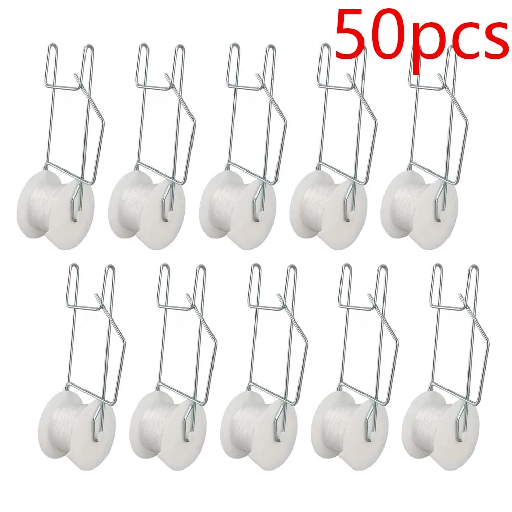 

2/10/50pcs Tomato Roller Hooks Widely Used Vine Crop Trellis Roller Hooks Heat Resistant Galvanized Steel Wire PP for Cucumber