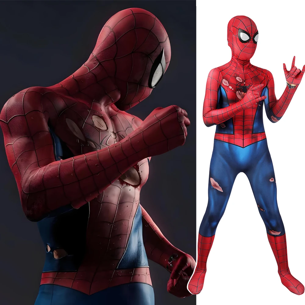 ps5-marvel-spiderman-cosplay-classic-suit-kids-damaged-spiderman-3d-printed-spandex-halloween-costume-jumpsuit-bodysuit-children