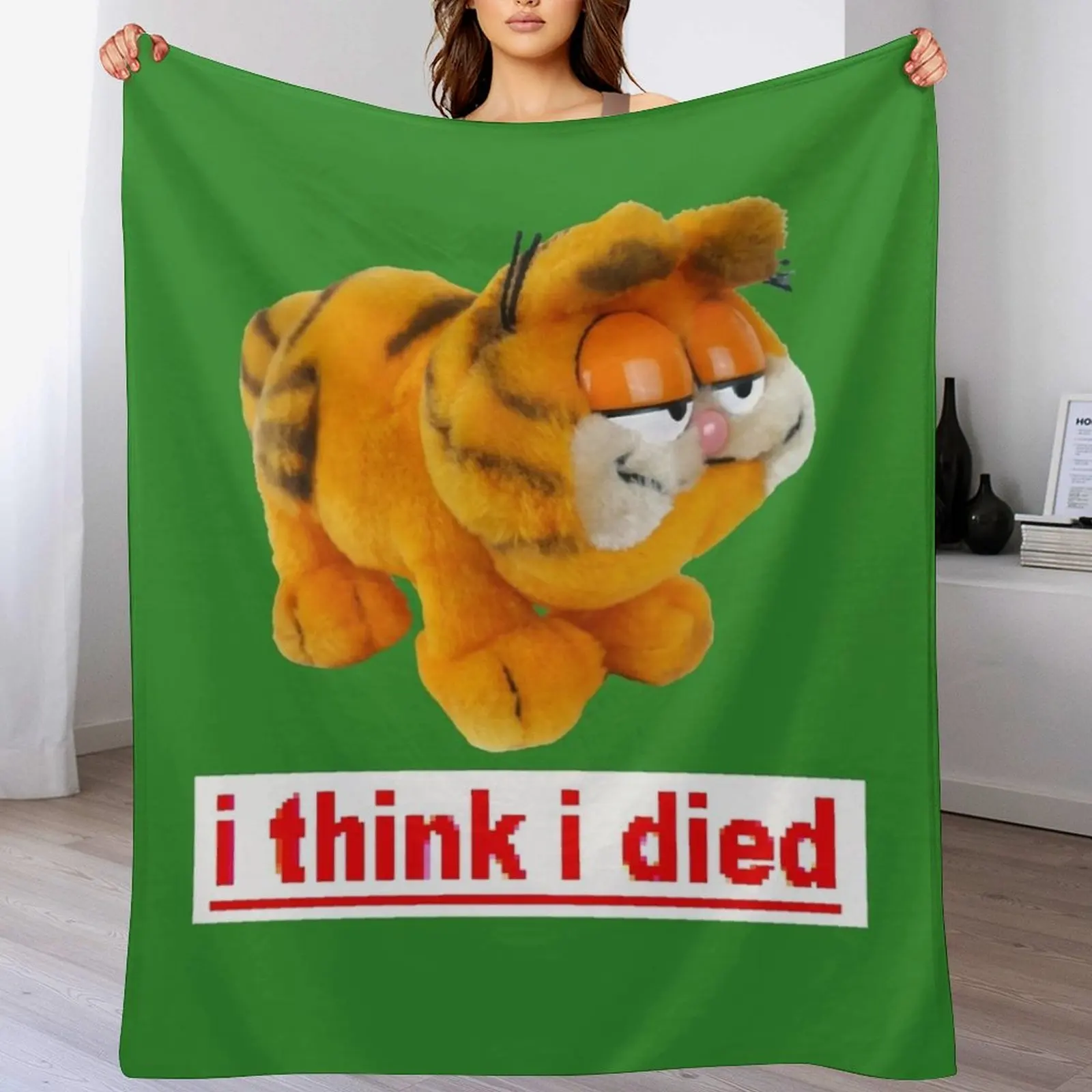 Garfield thinks hes dead Throw Blanket Warm Soft Travel Blankets