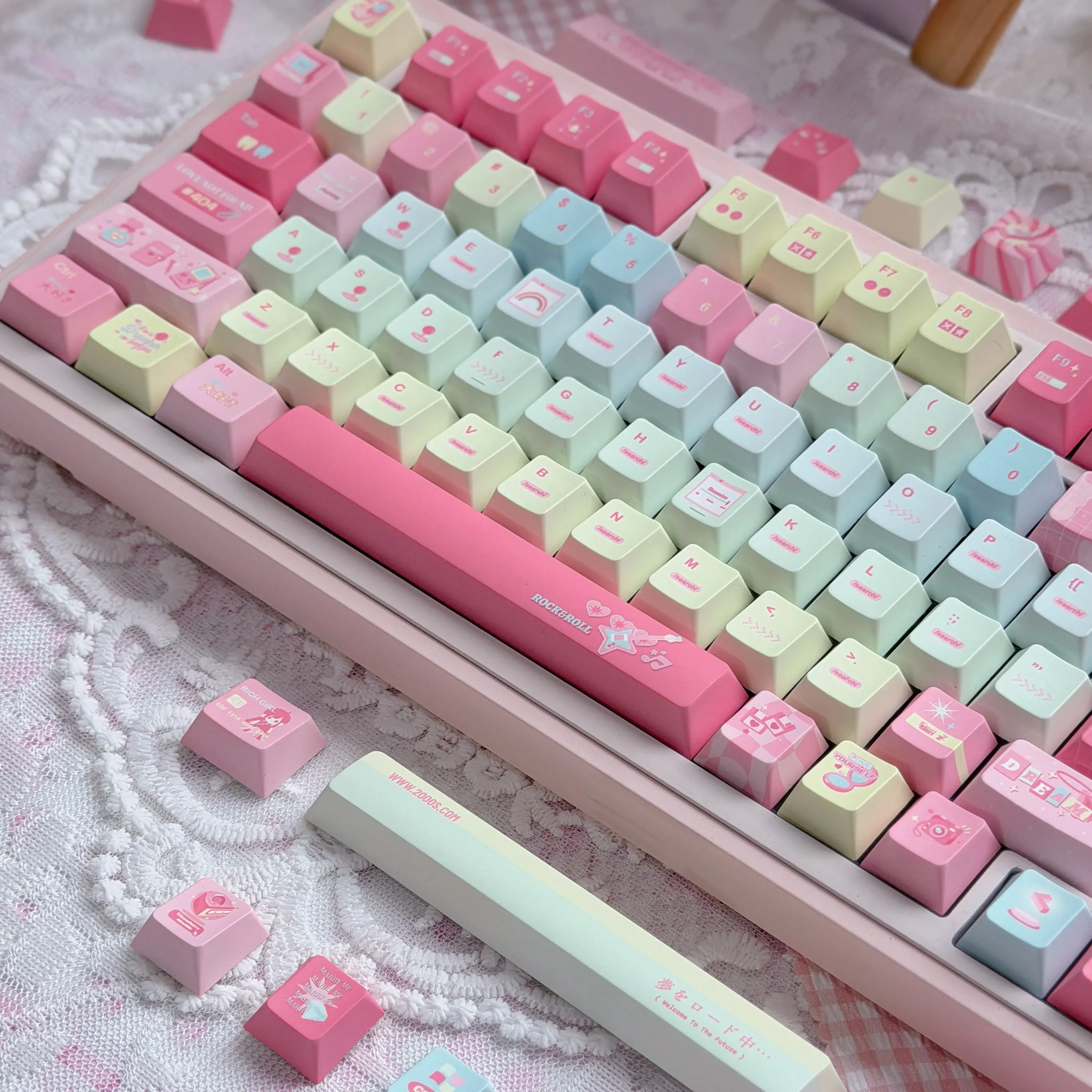 MAIMOOO Keycaps Players Heat Sublimate PBT Material CHERRY High Rose Red Keyboard Keycaps