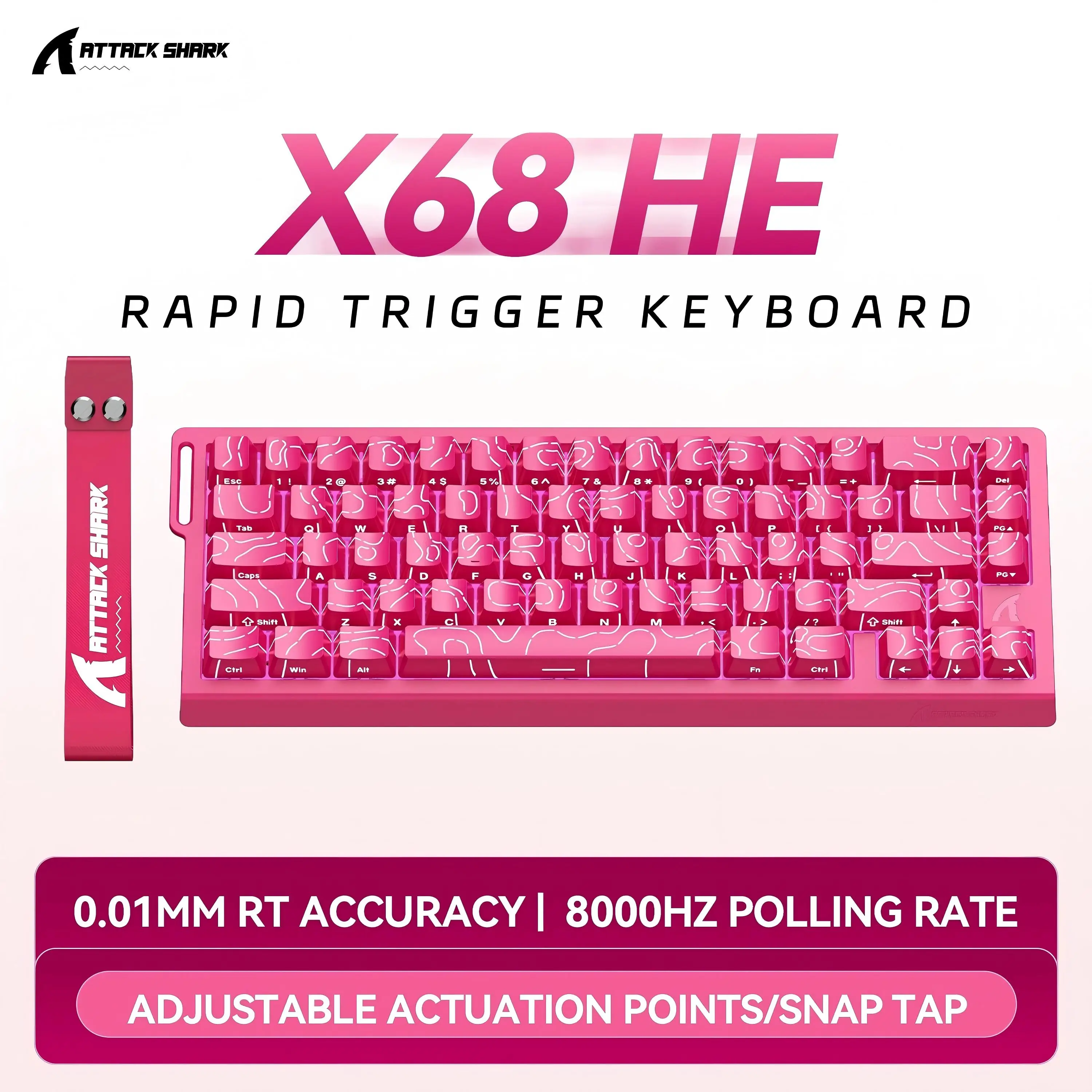 ATTACK SHARK X68 HE  Wired 8KHz Magnetic Keyboard With 0.01mm RT Accuracy 0.125ms Low Latency RGB Customization for Esport 60%