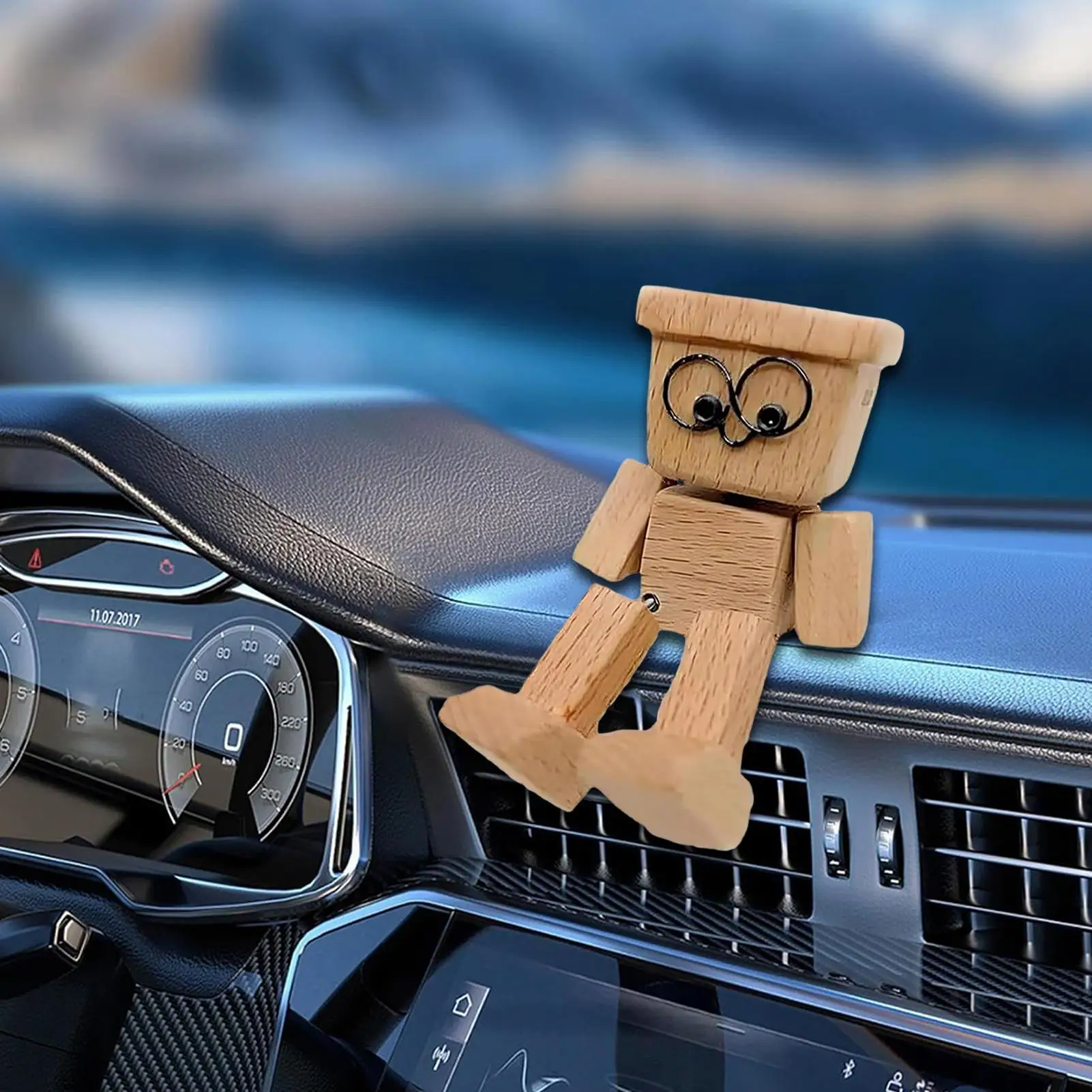 

Wooden Shaking Man Dashboard Decoration Car Dashboard Decoration Car Ornaments Sculpture For SUV Truck Sedan RV Dormitory