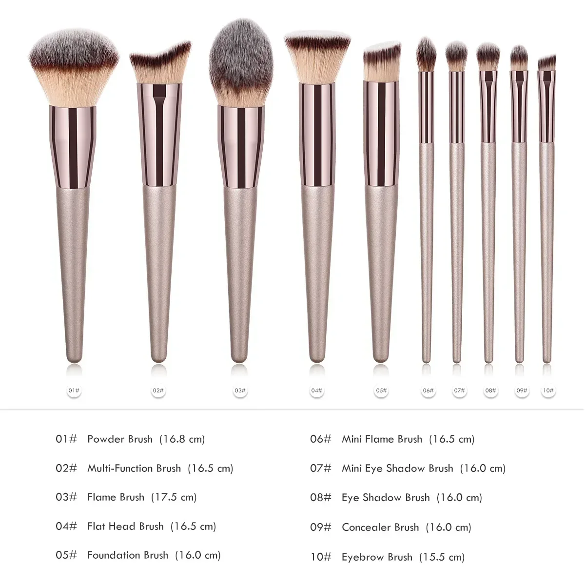 Ensemble de pinceaux de maquillage, 10 pièces, Eyeliner, ombre à paupières, fond de teint cosmétique, Blush, mélange de poudre, maquillage de beauté