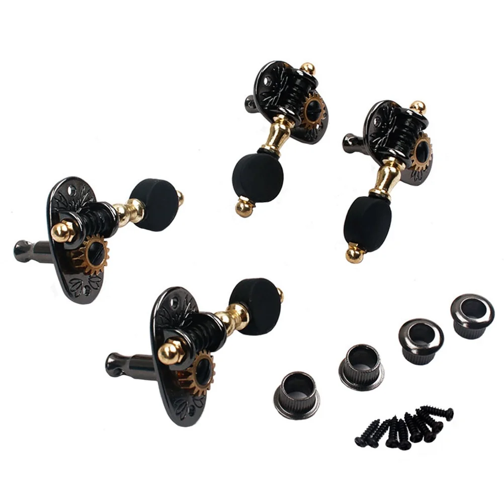 

4Pcs Ukulele Tuning Pegs Sealed Machine Heads 2 Left 2 Right Metal Nickel Plastic Buttons Ferrules Screws Essential