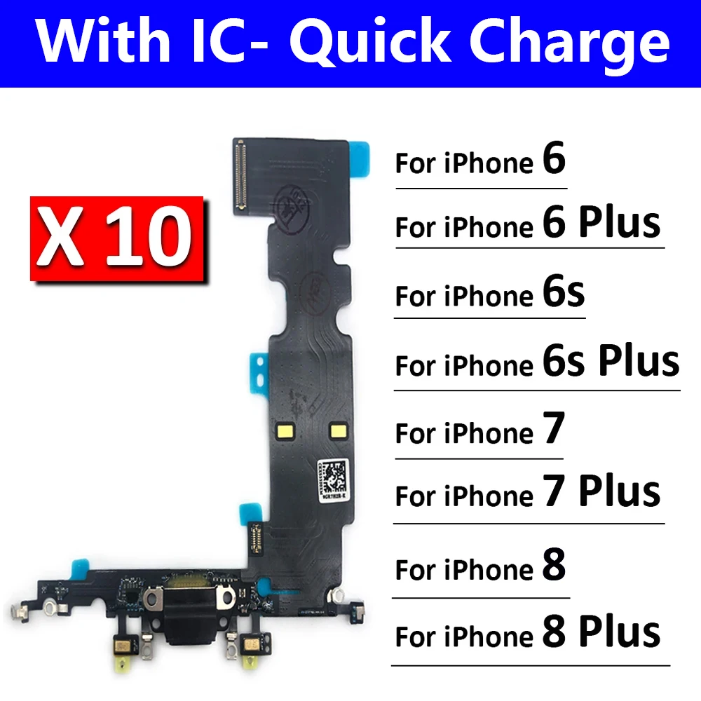 

10Pcs/Lot, For iPhone 6 6S 7 8 6G 7G 8G Plus Dock Connector USB Charger Charging Board Port Flex Cable Microphone Board