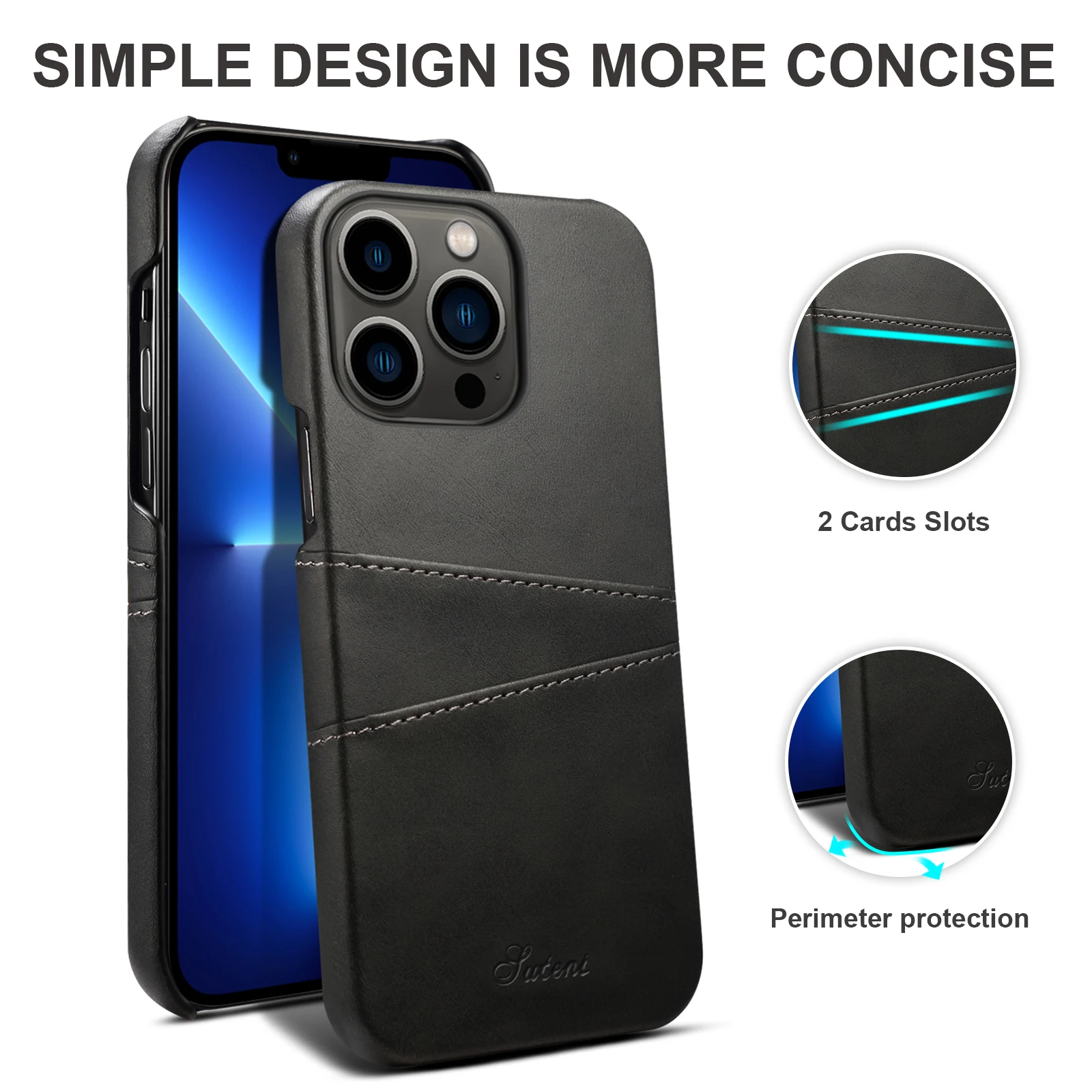 Case For Iphone 14 13 12 11 Pro Max 7 8 Plus Se2/3 Xs Max Dual-shockproof Luxury Simple Card Bag Mobile Phone Leather Case Cover