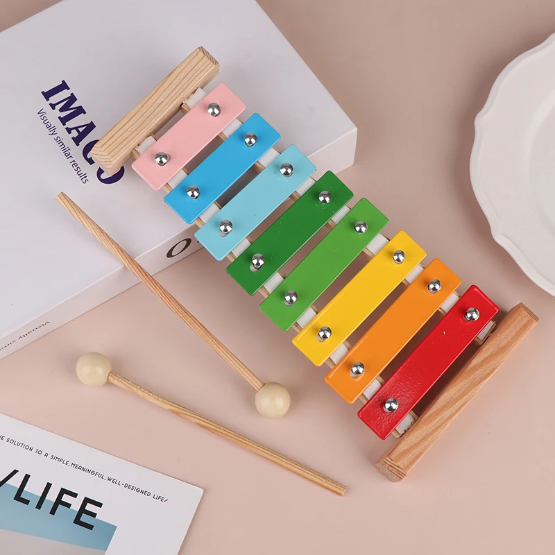 子供 8 キー木琴おもちゃハンドノックグロッケンシュピールカラフルなアルミプレートピアノ木製マレット楽器ギフト