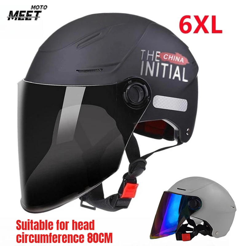 

Extra Large Helmet Electric Bike Motorcycle Extra Half Helmet Summer Sunscreen Lenses Suitable for Head Circumference of 70cm