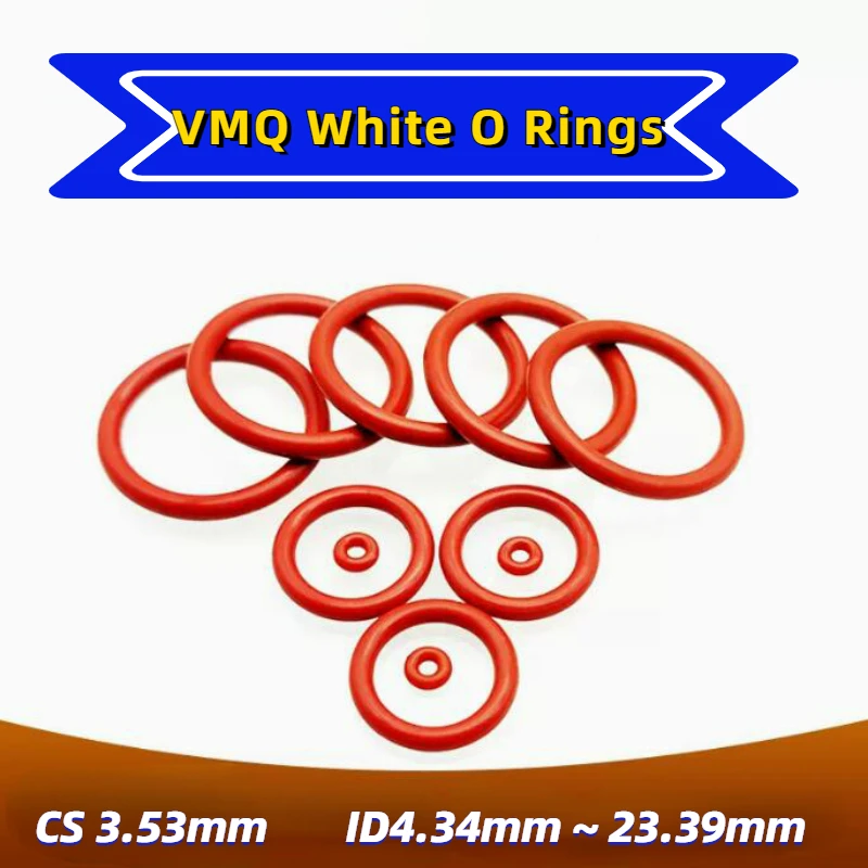 

10/50Pcs VMQ White Silicone Ring Gasket Thickness CS 3.53mm ID4.34mm ~ 23.39mm Food Grade Waterproof Rubber Insulate O Ring