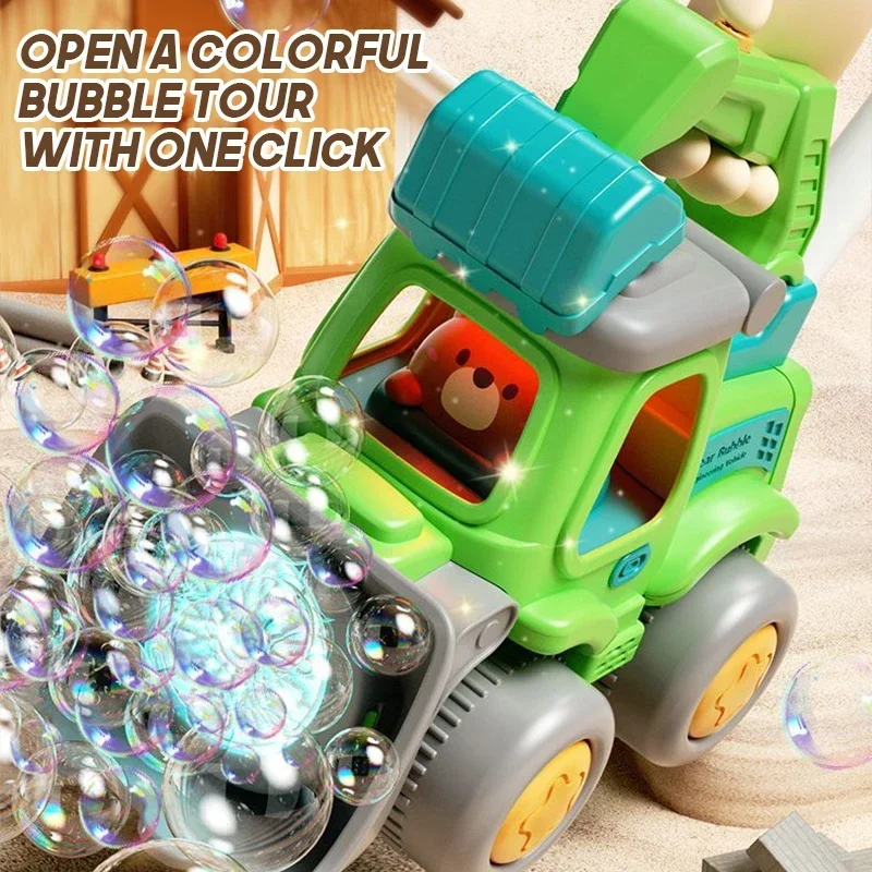 Machine à bulles automatique, Bulldozer, bulles de savon avec lumières, voiture d'ingénierie, chariot à bulles, jouets soufflants pour enfants et bébés