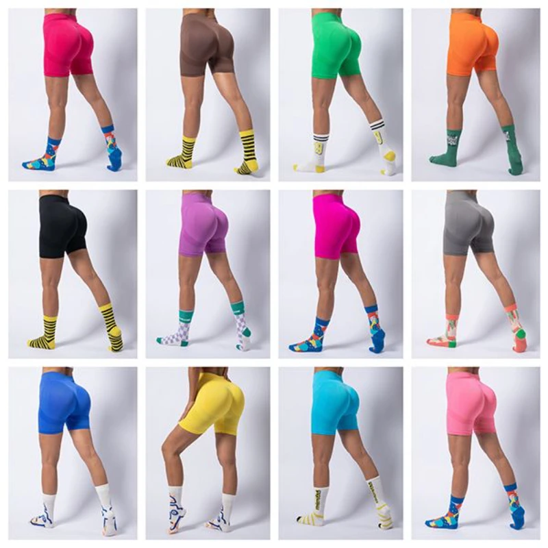 

Show Body Lines Lift Hips Yoga Booty Running Short Pants Gym Shorts Women Fitness Sports Low Ribbed Band Workout Scrunch Butt