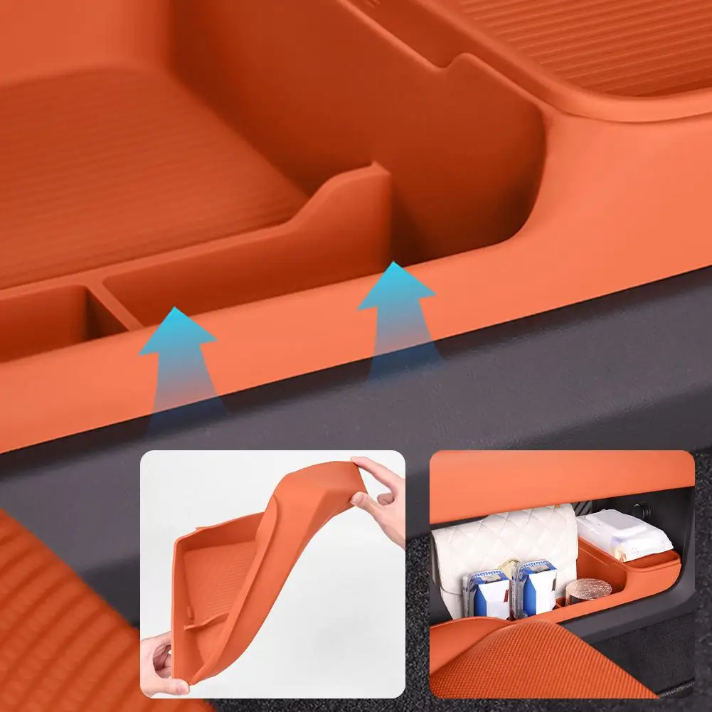 صندوق تخزين بطبقة مزدوجة تحت وحدة التحكم المركزية، ديكور داخلي للسيارة من السيليكون عالي الجودة، تعديل حديث لـ LIxiang L8