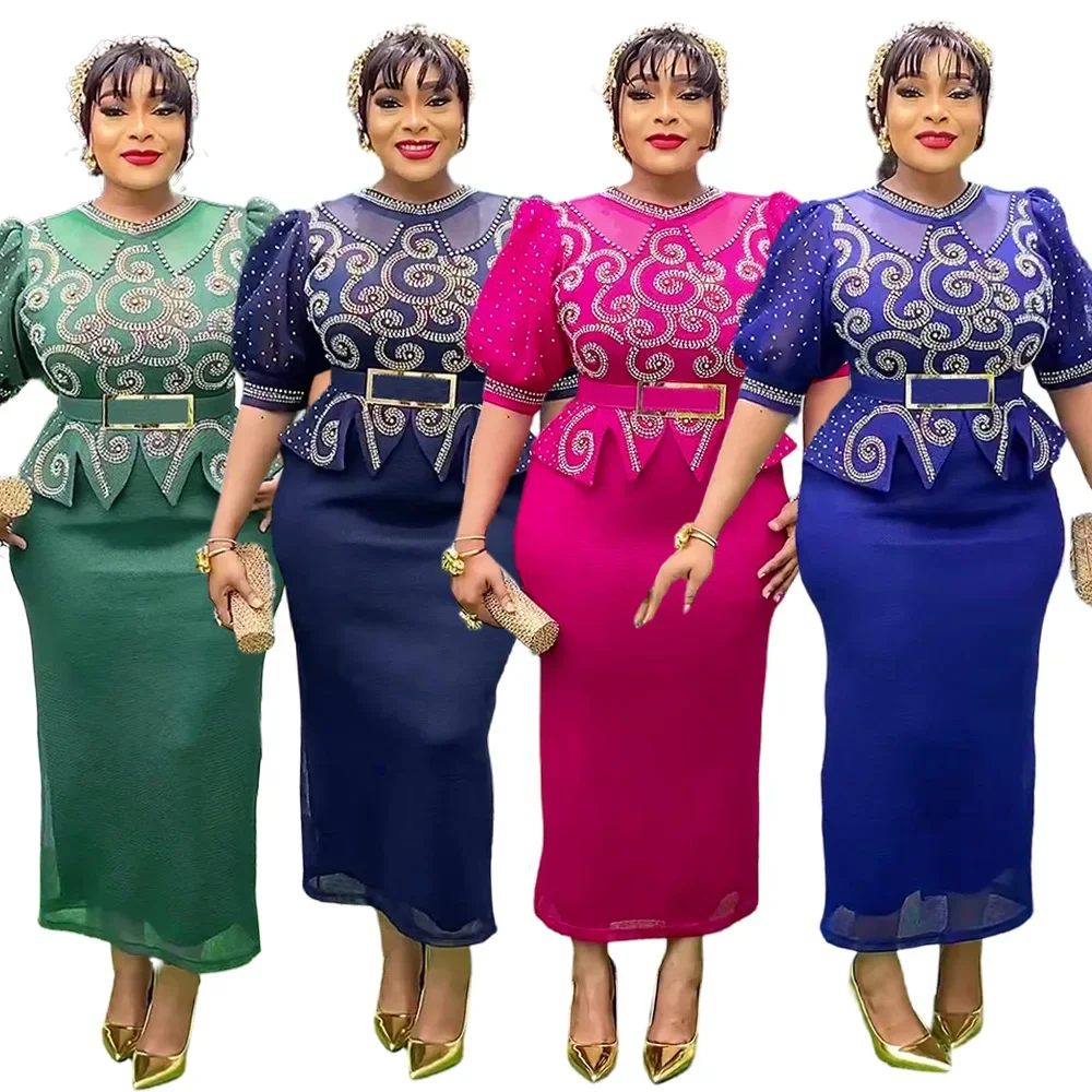 

Customized African Clothes for Women 2 PCS Sets Tops And Skirts Suits Dashiki Ankara Turkey Outfits Gown Plus Size Wedding Party