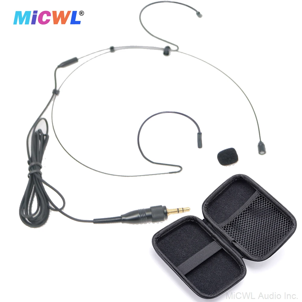 最高品質の HM300 ブラック HeadMic ヘッドセットマイクゼンハイザー Shure AKG MiPro オーディオテクニカ 3Pin 4pin 3.5 ミリメートルジッパーケース