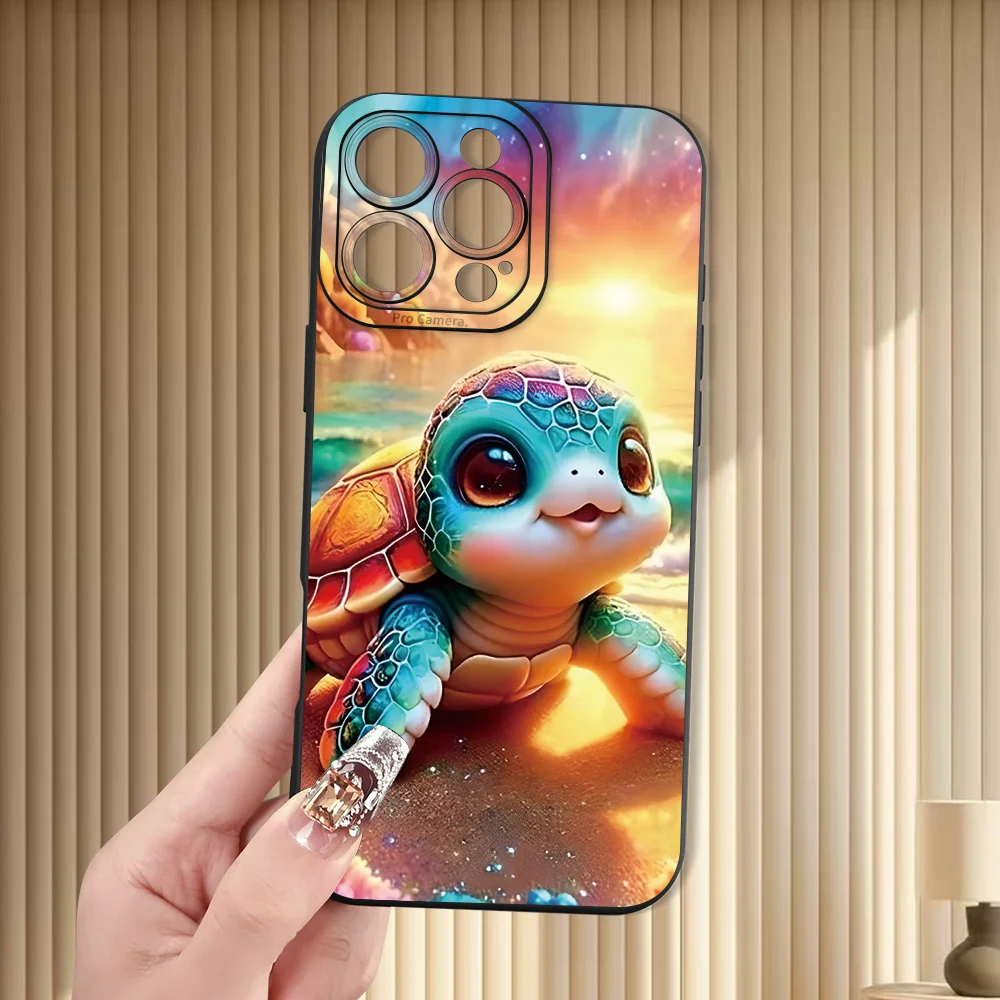 Popolare custodia per telefono con motivo tartaruga creativa, compatibile con iPhone17 16 15 14 13 12 11 Pro/Max Plus