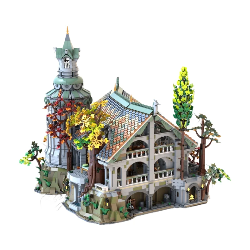 

Rivendell Tower Hall MOC Bricks Elven Great Hall Building Blocks Forest Scene Model Assembly Bricks Kit Toy
