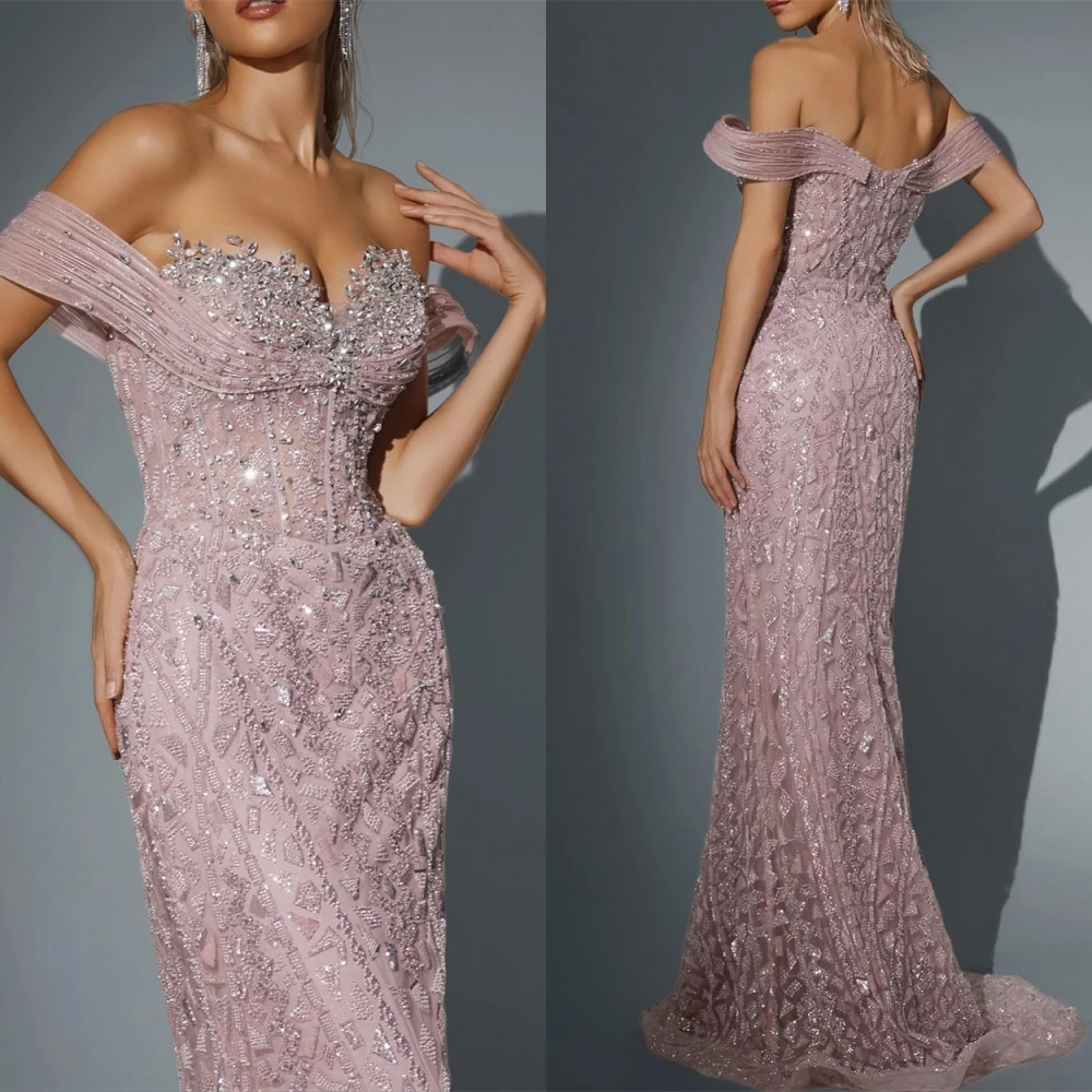 

Customized Exquisite Mermaid Evening Dress Elegant Organza Prom Dresses Sparkly Crystal and Beading Bespoke Occasion Gowns