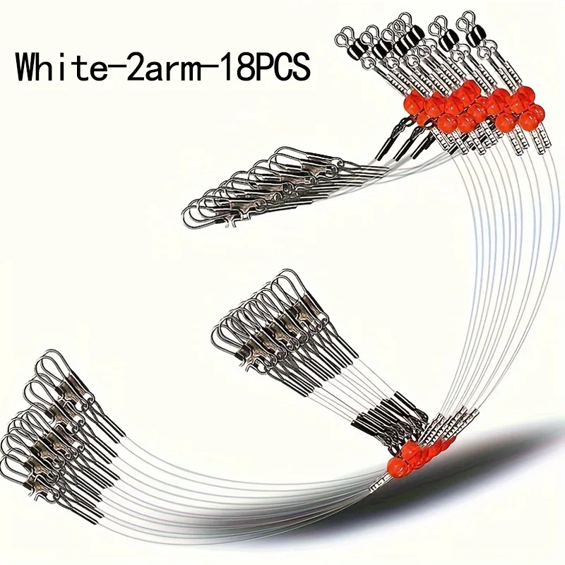 18 قطعة من قادة الصيد، جهاز معالجة المياه المالحة مع مشبك دوار، معدات معدات سلك الصيد عالية القوة لطعم السحر #2