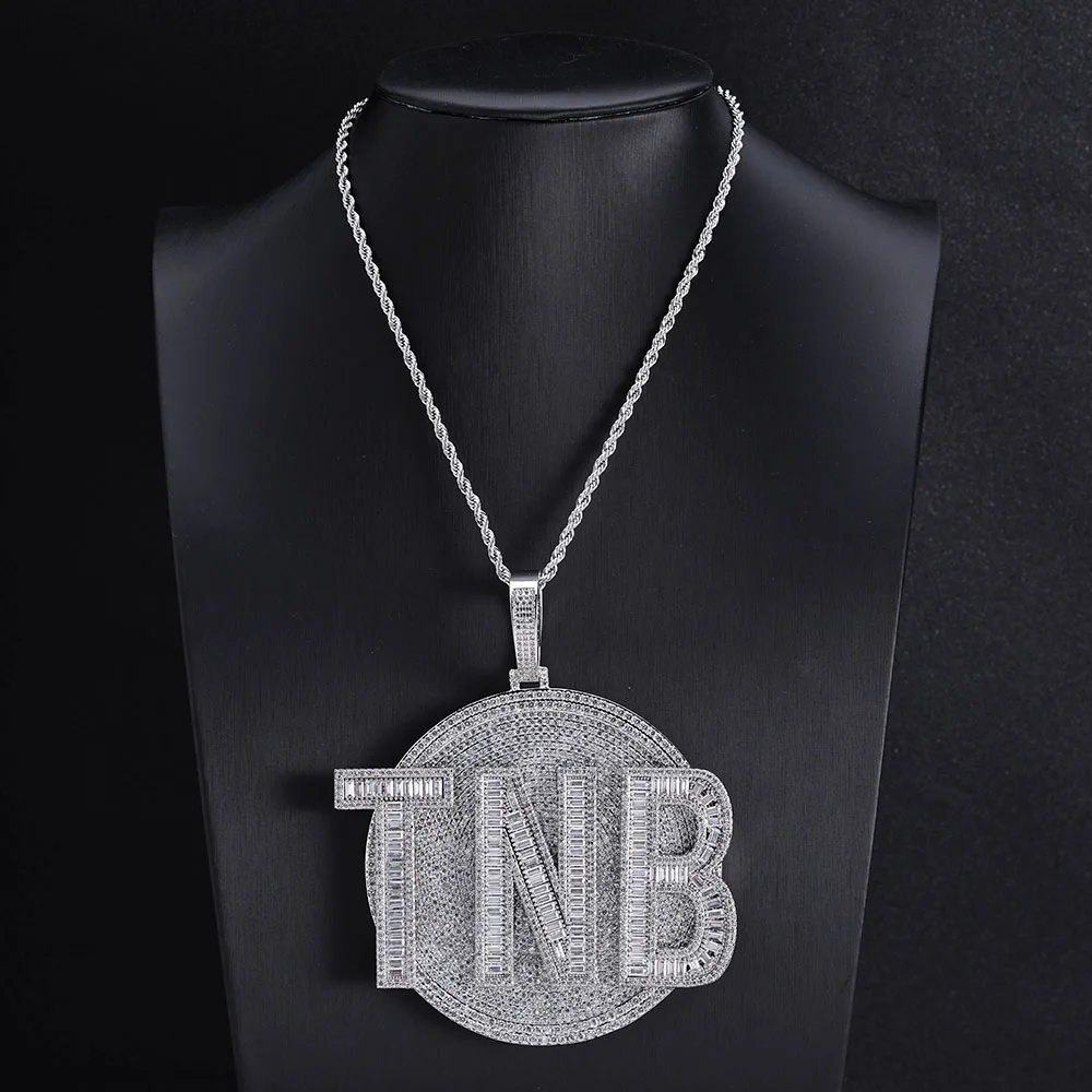 

HHIOK Hip Hop Jewelry Custom Big Charm Pendant Iced Out CZ Stone White Gold Custom Diamond Pendant for Men Women
