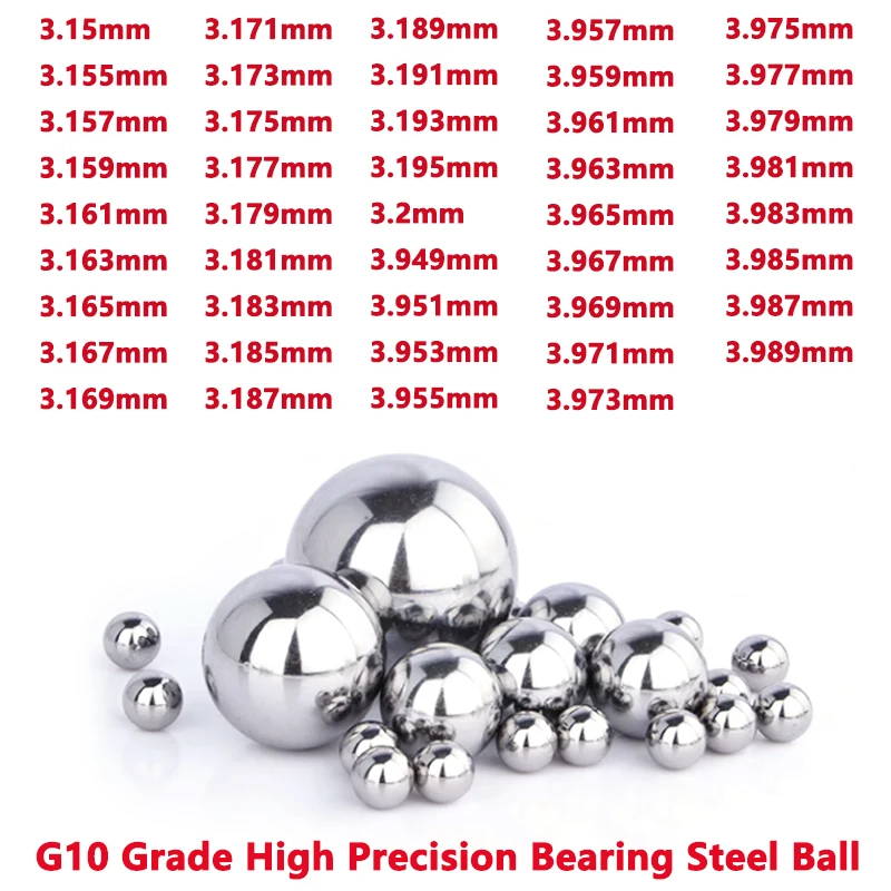 

100/1000pcs G10 High Precision Bearing Steel Ball Screw Slider Steel Ball 3.15/3.155/3.159/3.161/3.163/3.165/3.167/3.169-3.989mm