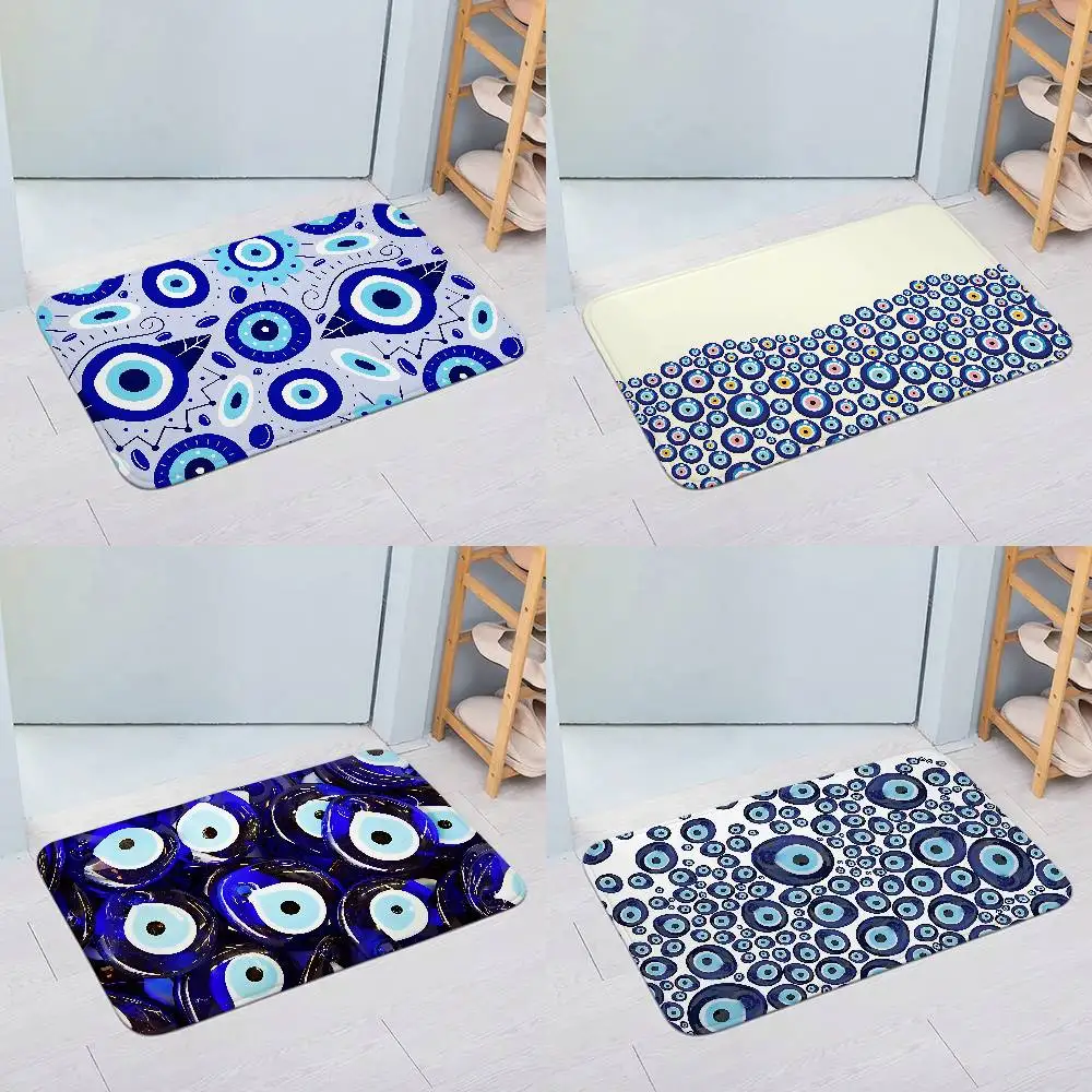 Turkish Lucky Blue Evil Eye Floor Mats Laundry Rug Carpet For Living Room Decor Lounge Area Anti-slip Foot Mat Entrance Doormat