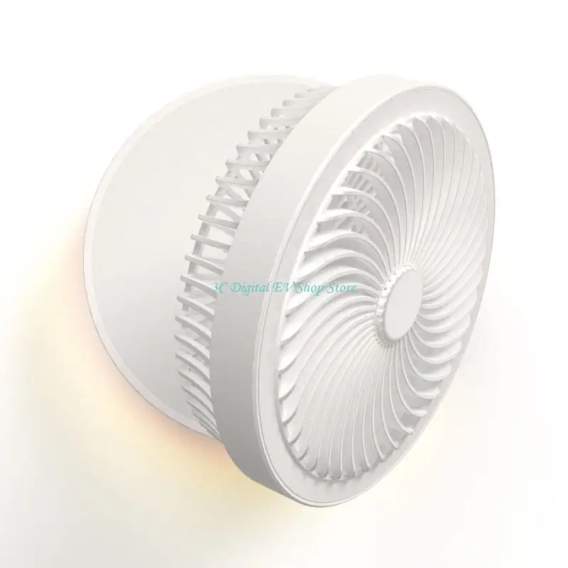 

E74D New USB Desktop Floor Fan with 4 Speed Portable Folding LED Light Black White