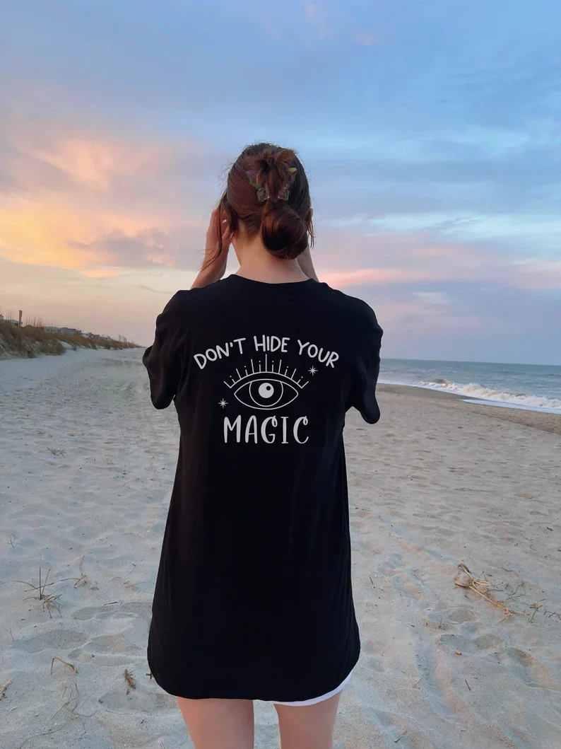 Skuggnas Don't Hide Your Magic Funny Graphic T-shirt Short Sleeved Fashion Women Tumblr Cotton t shirts Drop Shipping